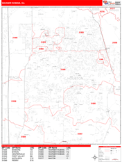 Warner Robins Digital Map Red Line Style